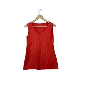 Neon Buddha Medium Tank Top Bright Orange Layered Cotton Stretch Womens READ